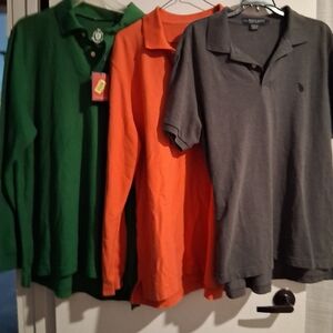 Men's Polo Shirt Collection - Green, Orange, and Gray